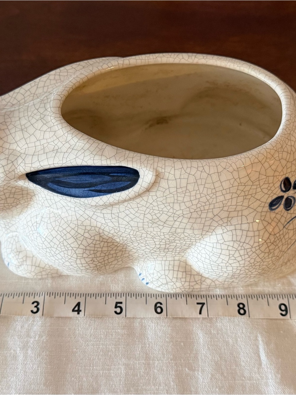 The Potting Shed Dedham Pottery Bunny Shaped Planter 1989